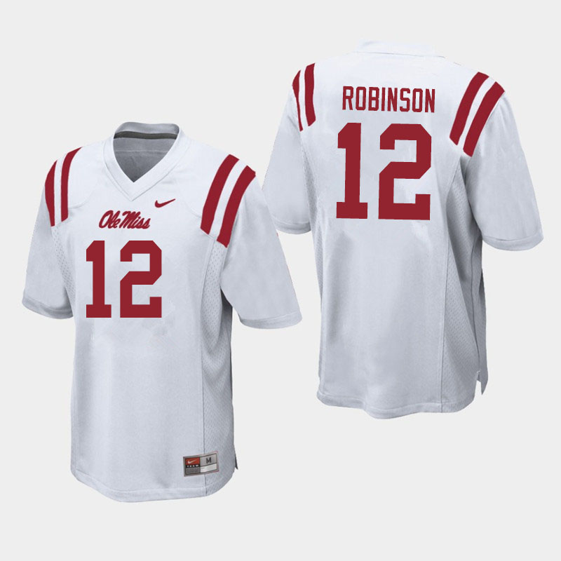 Austrian Robinson Ole Miss Rebels NCAA Men's White #12 Stitched Limited College Football Jersey BAB3758TP